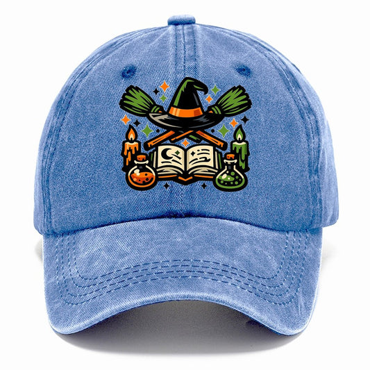 Witch Spellbook Crossed Brooms Classic Cap – Summer Sky