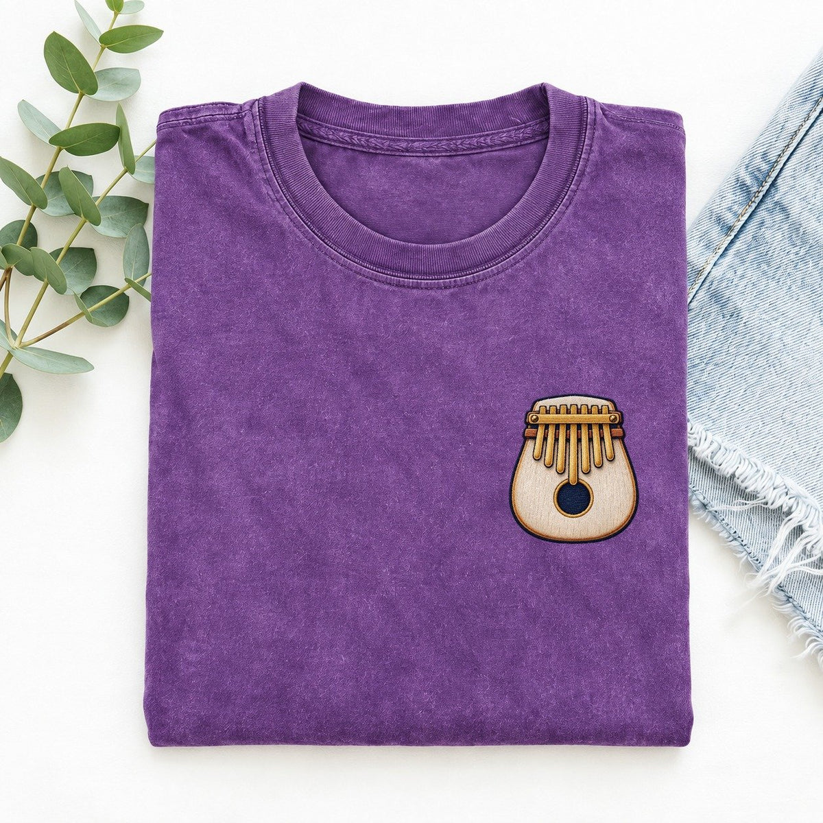 Kalimba Thumb Keys Left Chest Vintage T-shirt – Purple
