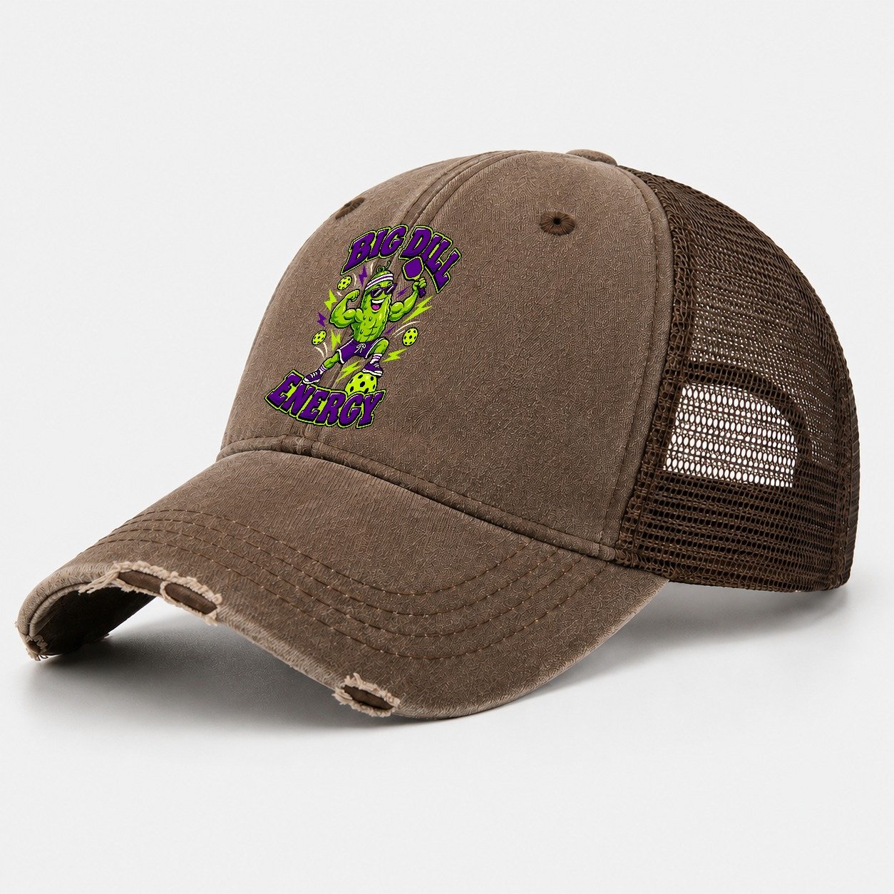 Big Dill Energy Pickleball Life Washed Trucker Hat – Coffee