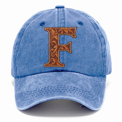Tooled Leather F Monogram Classic Cap – Summer Sky