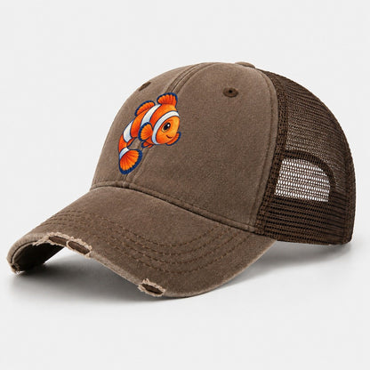 Clownfish Crescent Swim Sea Sprite Washed Trucker Hat – Coffee