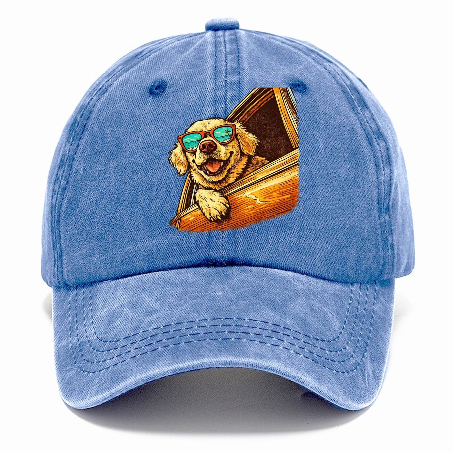 Golden Retriever Shades Road Trip Classic Cap – Summer Sky