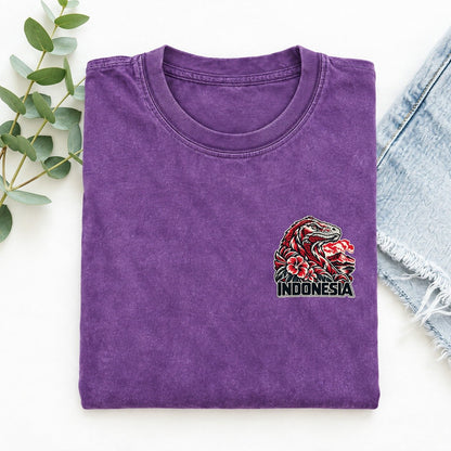 Indonesia Country Pride Left Chest Vintage T-shirt – Purple