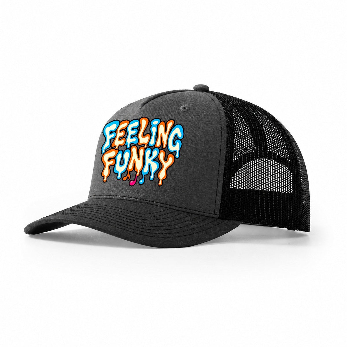 Feeling Funky Crazy Styles Trucker Hat – Dark Grey Black