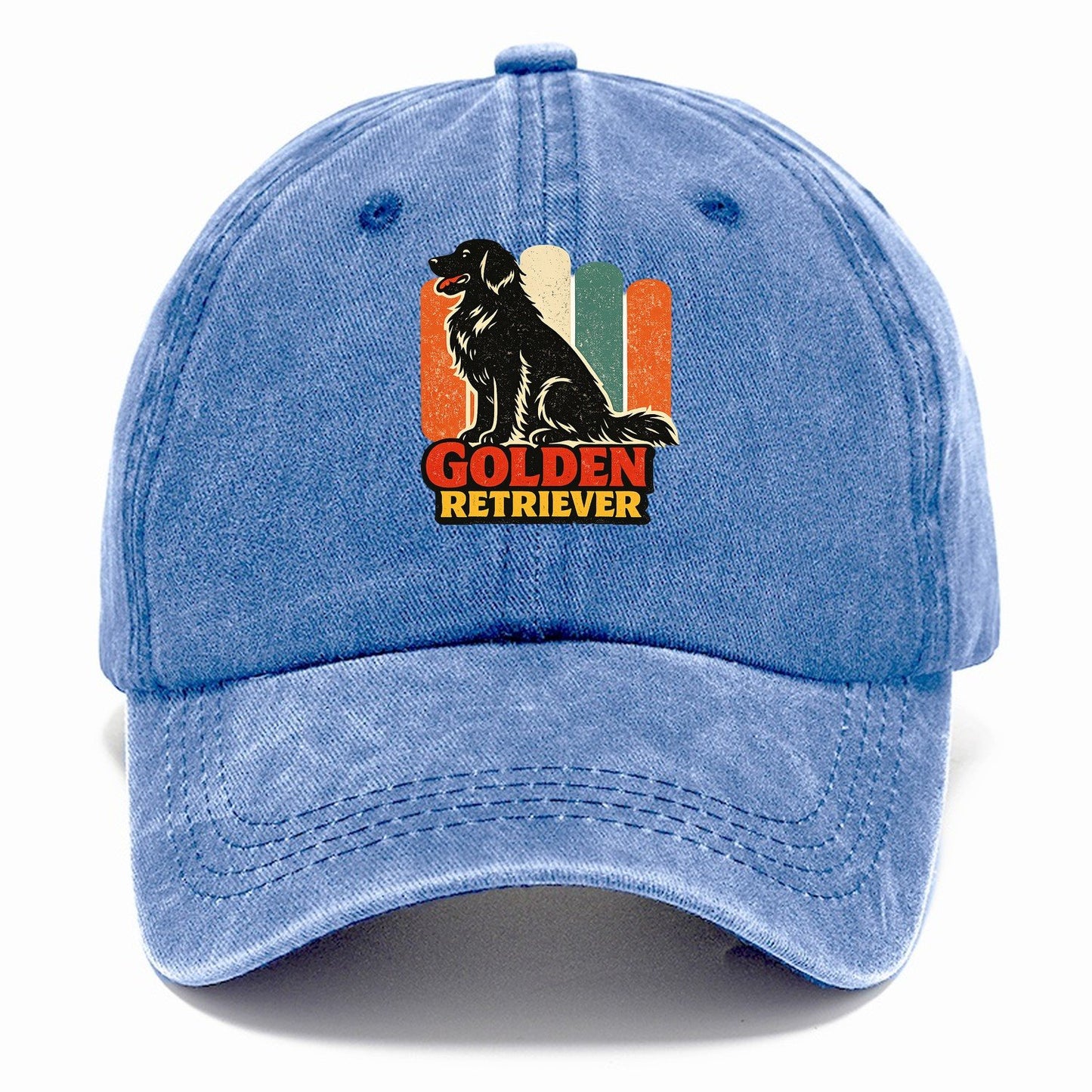 Retro Golden Retriever Silhouette Classic Cap – Summer Sky