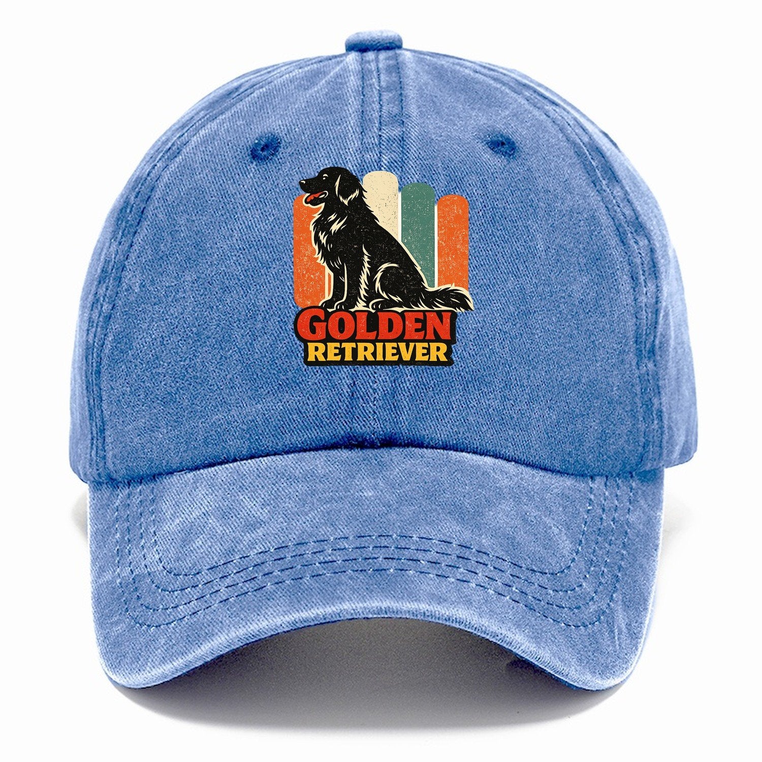 Retro Golden Retriever Silhouette Classic Cap – Summer Sky