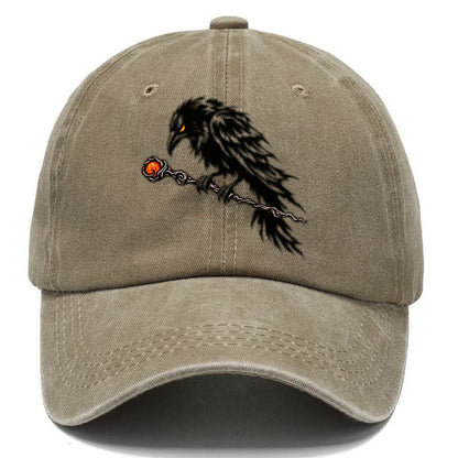 Raven Perched On A Wand Witch Magic Classic Cap – Warm Sand
