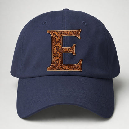 Tooled Leather E Monogram Baseball Cap – Twilight Navy