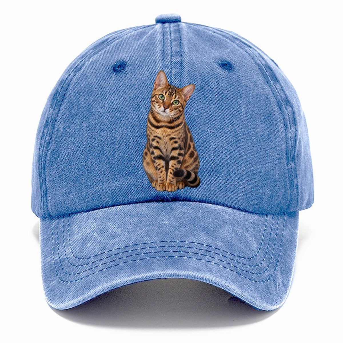 Bengal Seated Portrait Realistic Cat Portrait Classic Cap – Summer Sky