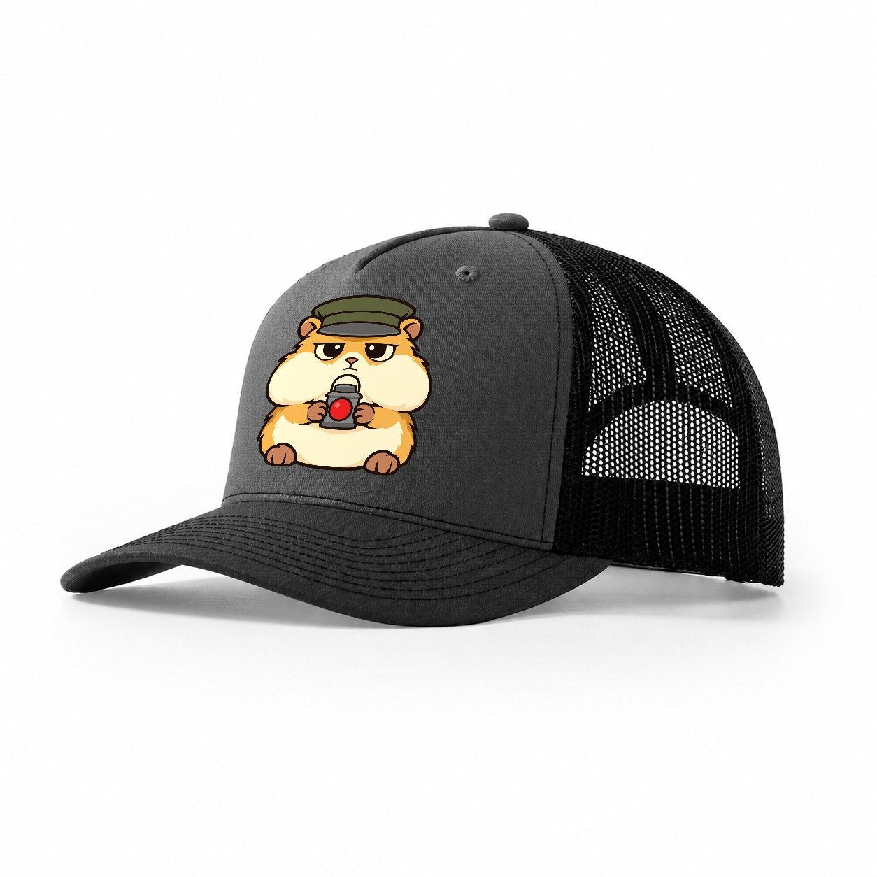 Hamster Station Master Model Railways Trucker Hat – Dark Grey Black