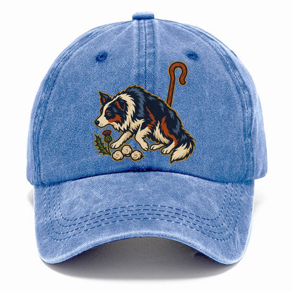 Shepherd Crook Sheepdog And Wool Sprig Uk Culture Heritage Classic Cap – Summer Sky