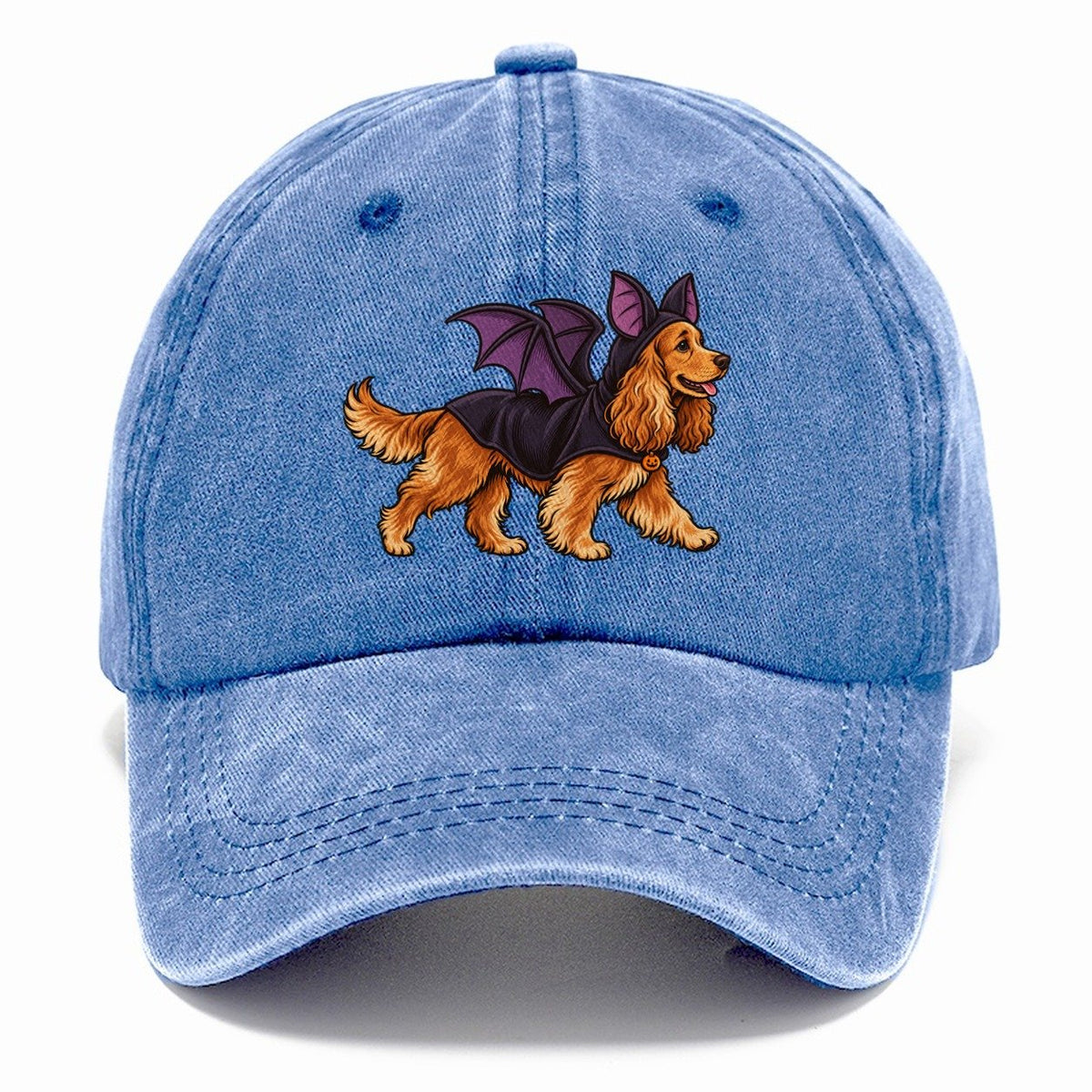 One Cocker Spaniel In Halloween Costume Bat Costume With Soft Felt Wings Halloween Dog Parade Classic Cap – Summer Sky