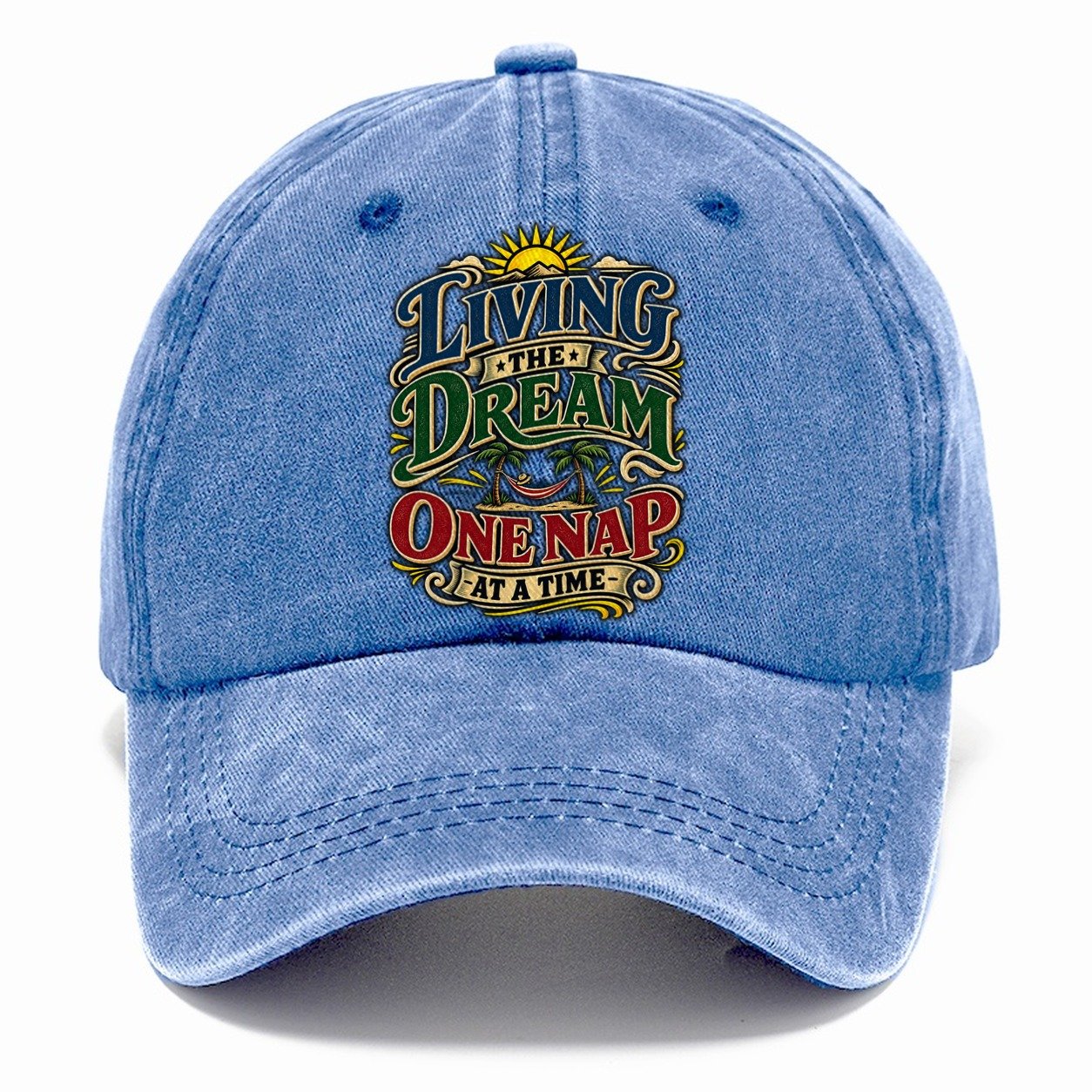 Living The Dream One Nap At A Time Retired Living Classic Cap – Summer Sky