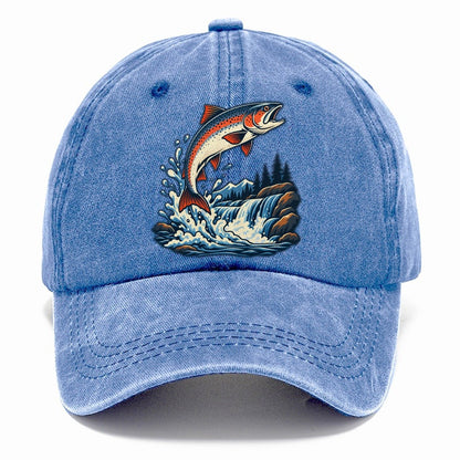 Salmon Leap Arc Fishing Elegant Classic Cap – Summer Sky