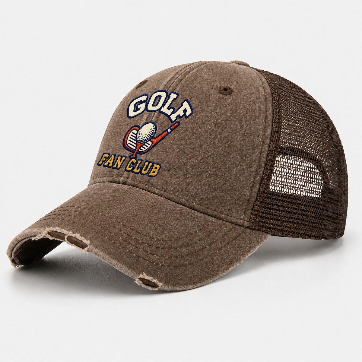 Golf Fan Club Washed Trucker Hat – Coffee