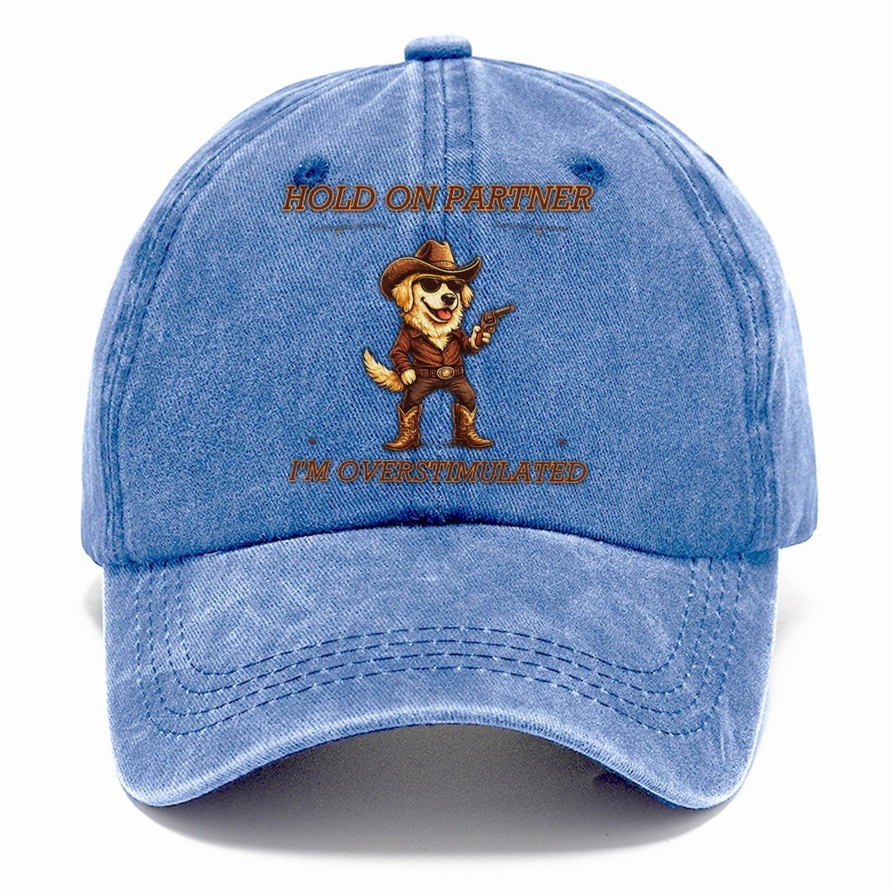 Hold On Partner Golden Retriever Classic Cap – Summer Sky
