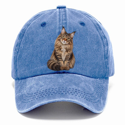 Maine Coon Seated Portrait Realistic Cat Portrait Classic Cap – Summer Sky