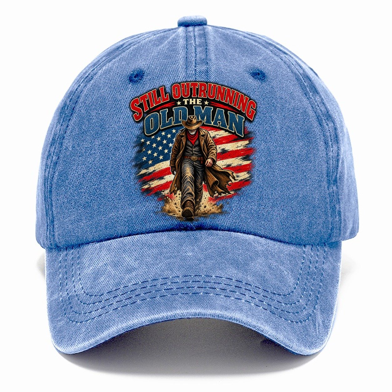 Still Outrunning The Old Man Old Man Strong Classic Cap – Summer Sky