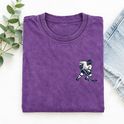 Ice Hockey Shot Left Chest Vintage T-shirt – Purple