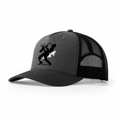 Saxophonist Playing Jazz Trucker Hat – Dark Grey Black