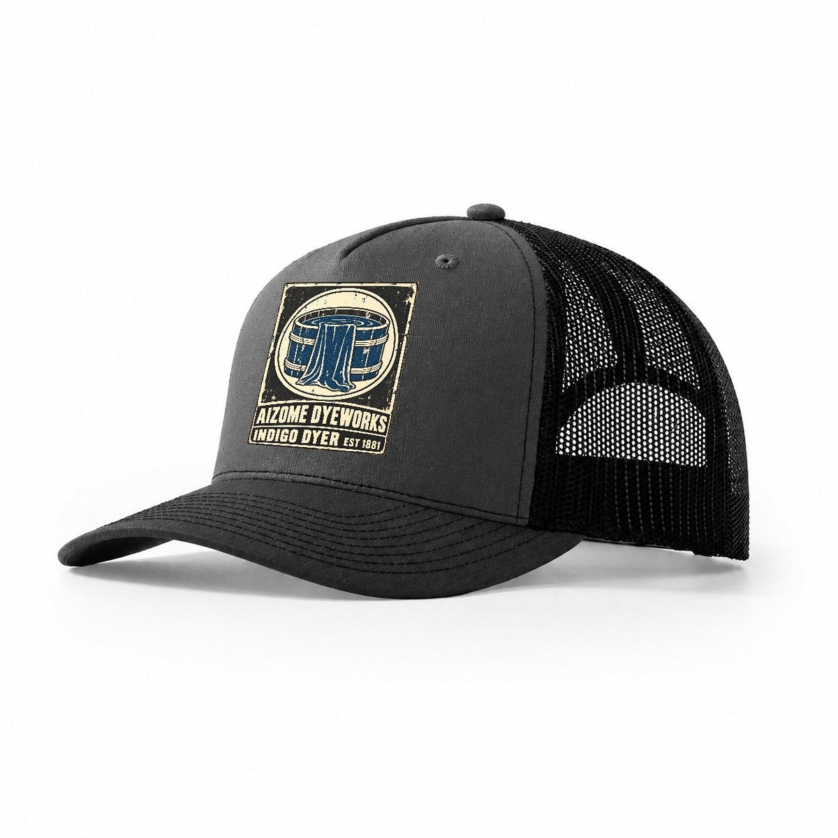 Aizome Dye House Noren Trade Co Trucker Hat – Dark Grey Black