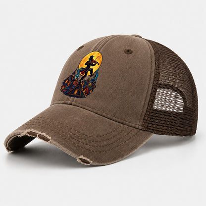Shtetl Fiddler Roof Judaism Heritage Washed Trucker Hat – Coffee