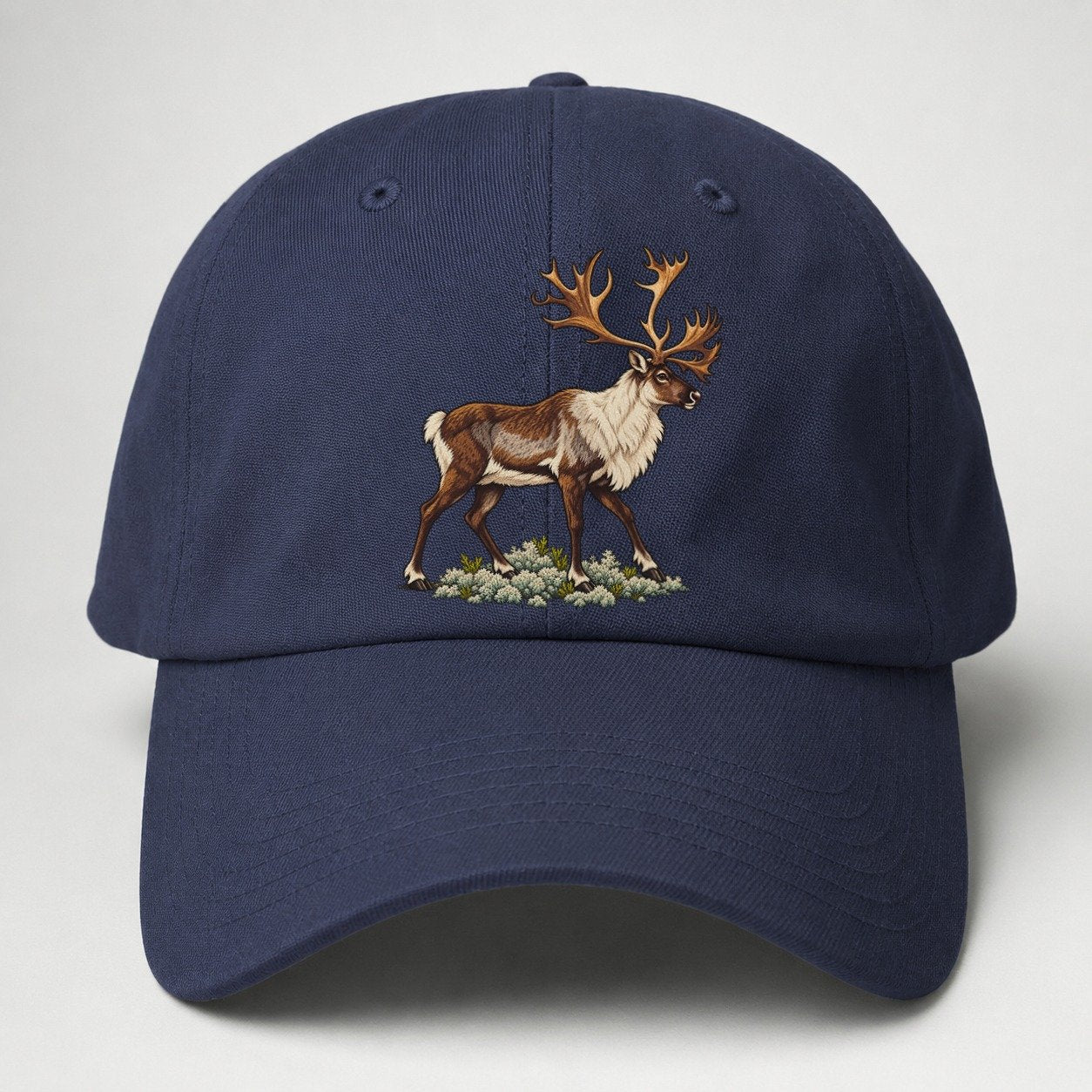 Woodland Caribou And Reindeer Lichen Canada Cultural Icons Baseball Cap – Twilight Navy