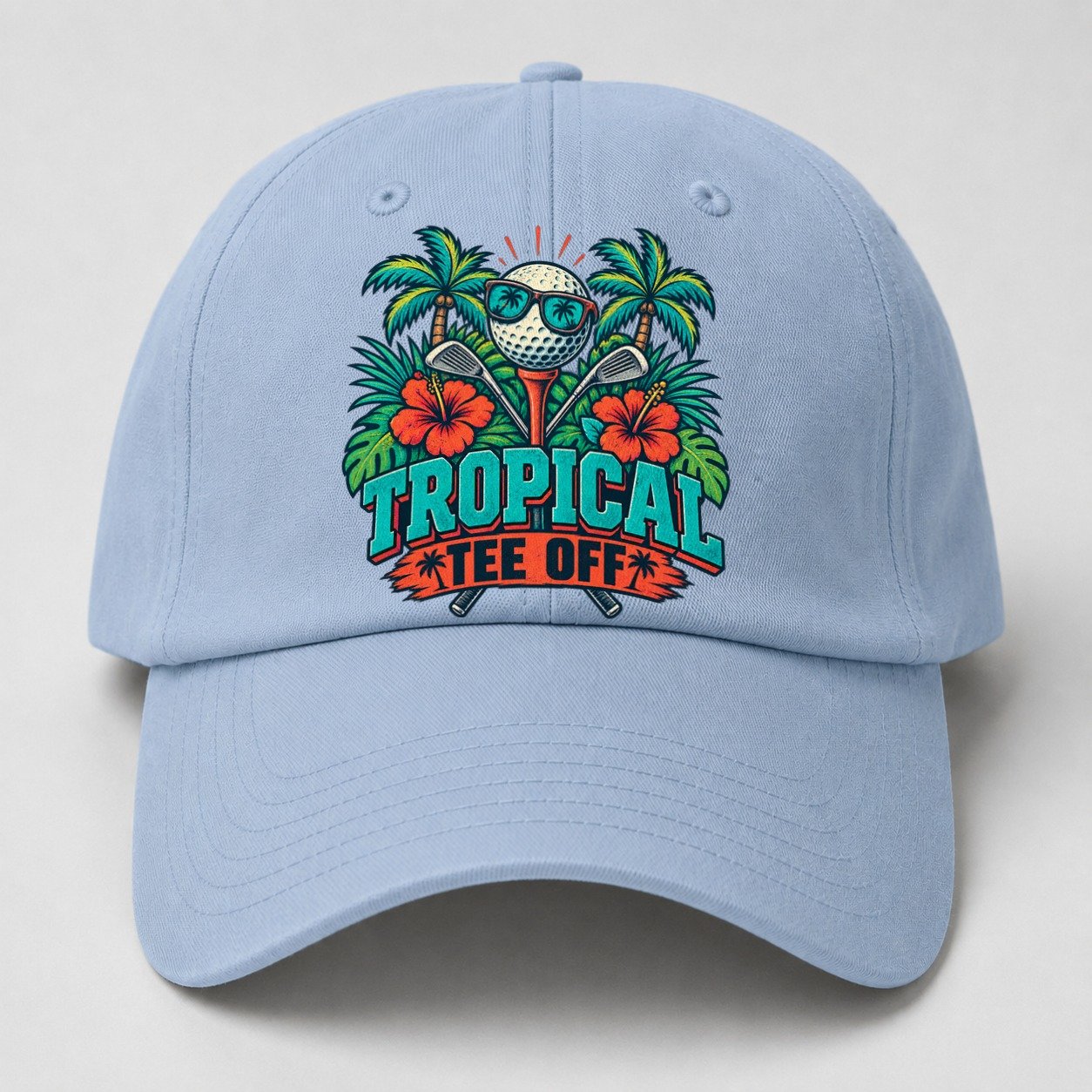 Tropical Tee Off Golf Life Baseball Cap – Light Blue