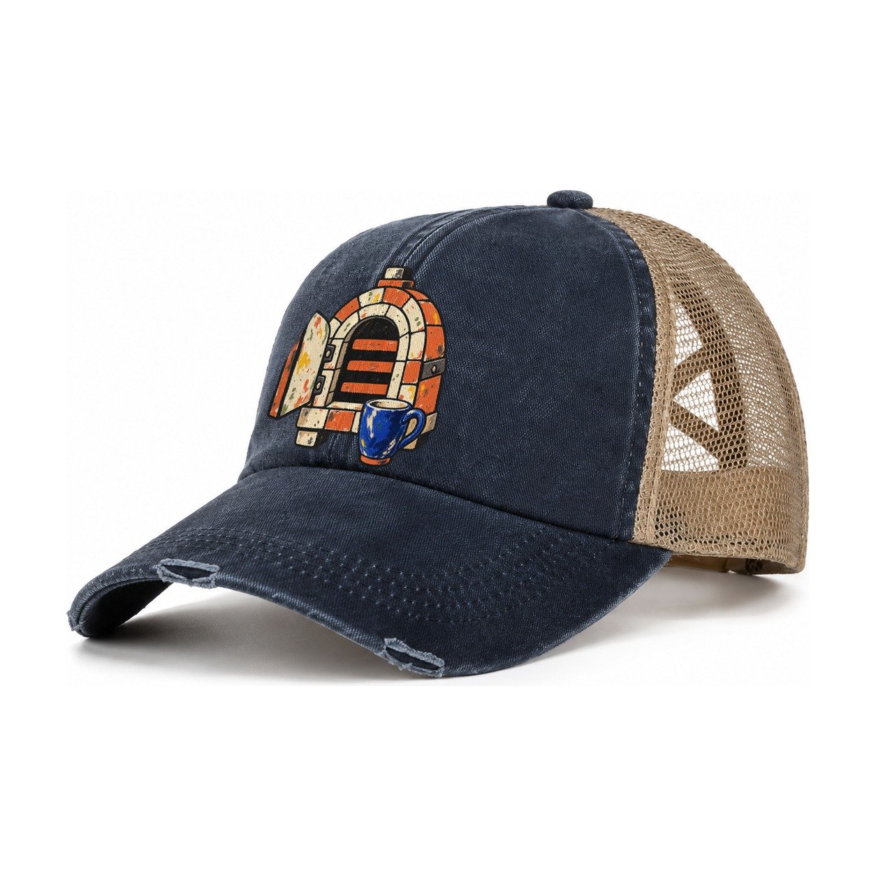 Kiln Day Clay Color Makers Women's Ponytail Trucker Hat – Navy Khaki