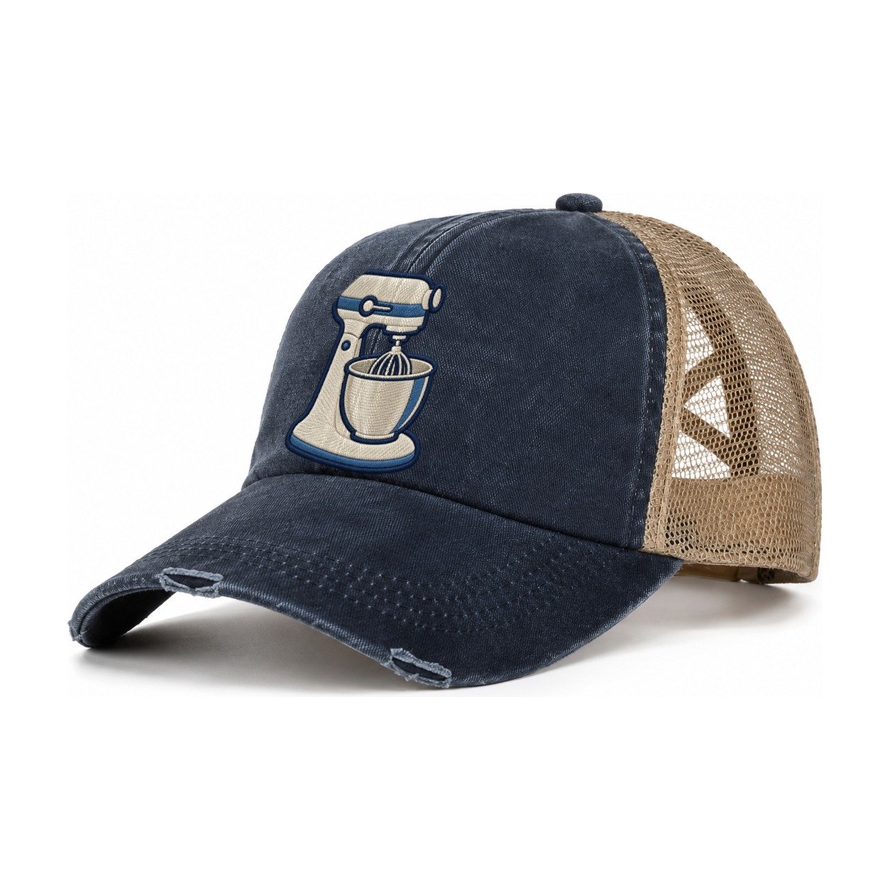 Stand Mixer Tiny Solo Marks Women's Ponytail Trucker Hat – Navy Khaki