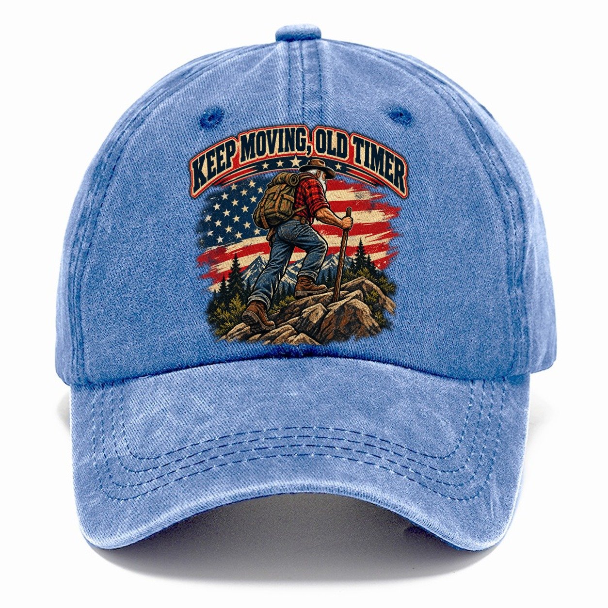 Keep Moving Old Timer Old Man Strong Classic Cap – Summer Sky