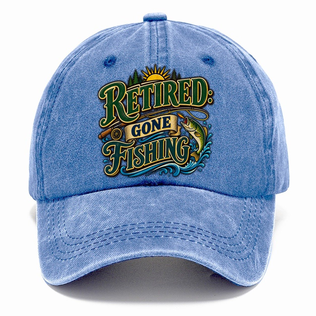 Retired Gone Fishing Retired Living Classic Cap – Summer Sky