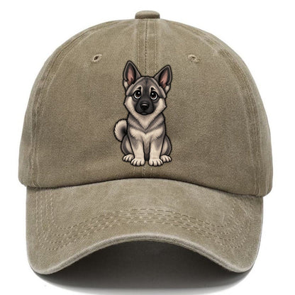Norwegian Elkhound Sitting Sweetheart Classic Cap – Warm Sand