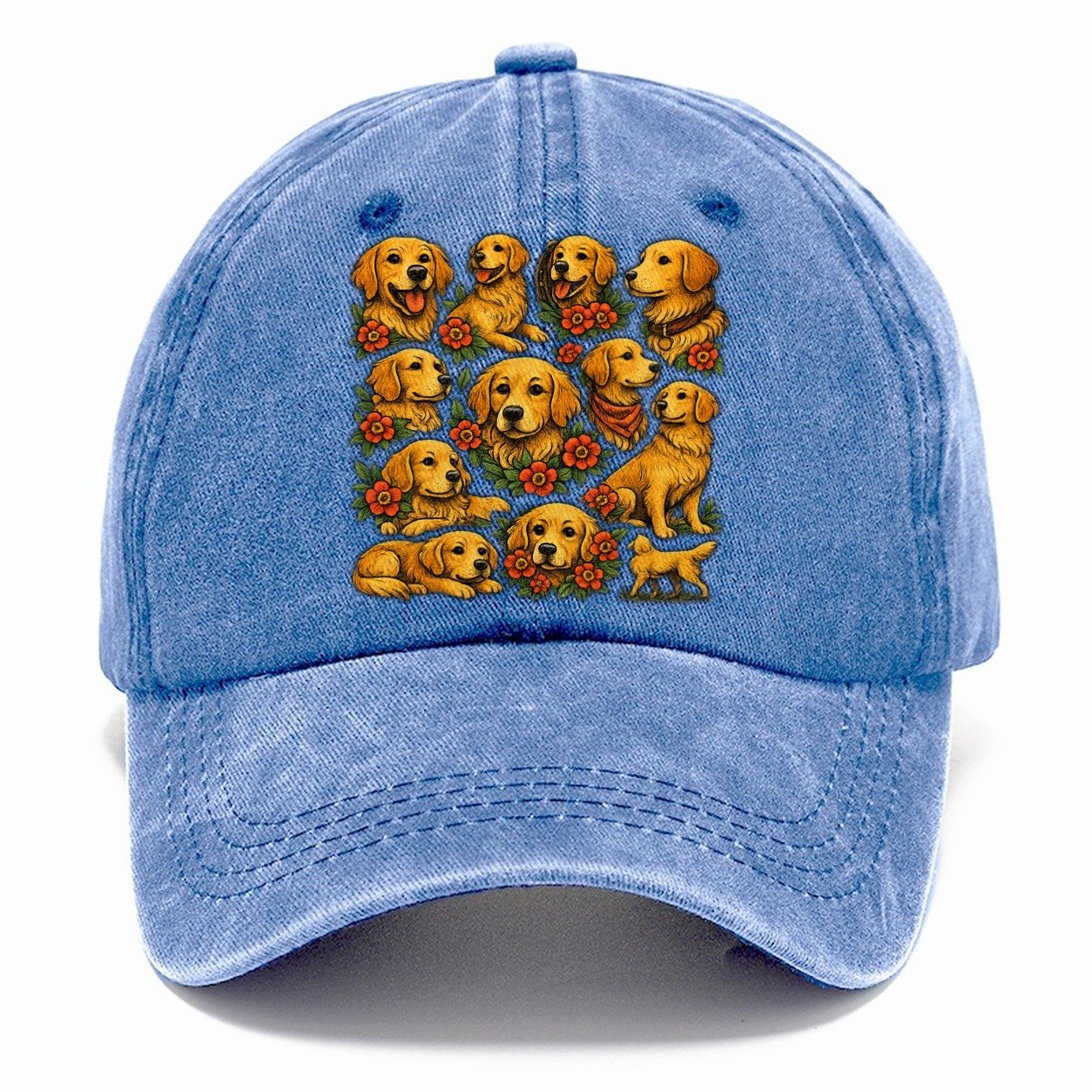 Golden Retriever Floral Sticker Sheet Classic Cap – Summer Sky