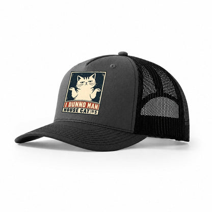 I Dunno Man Neko Says No Trucker Hat – Dark Grey Black