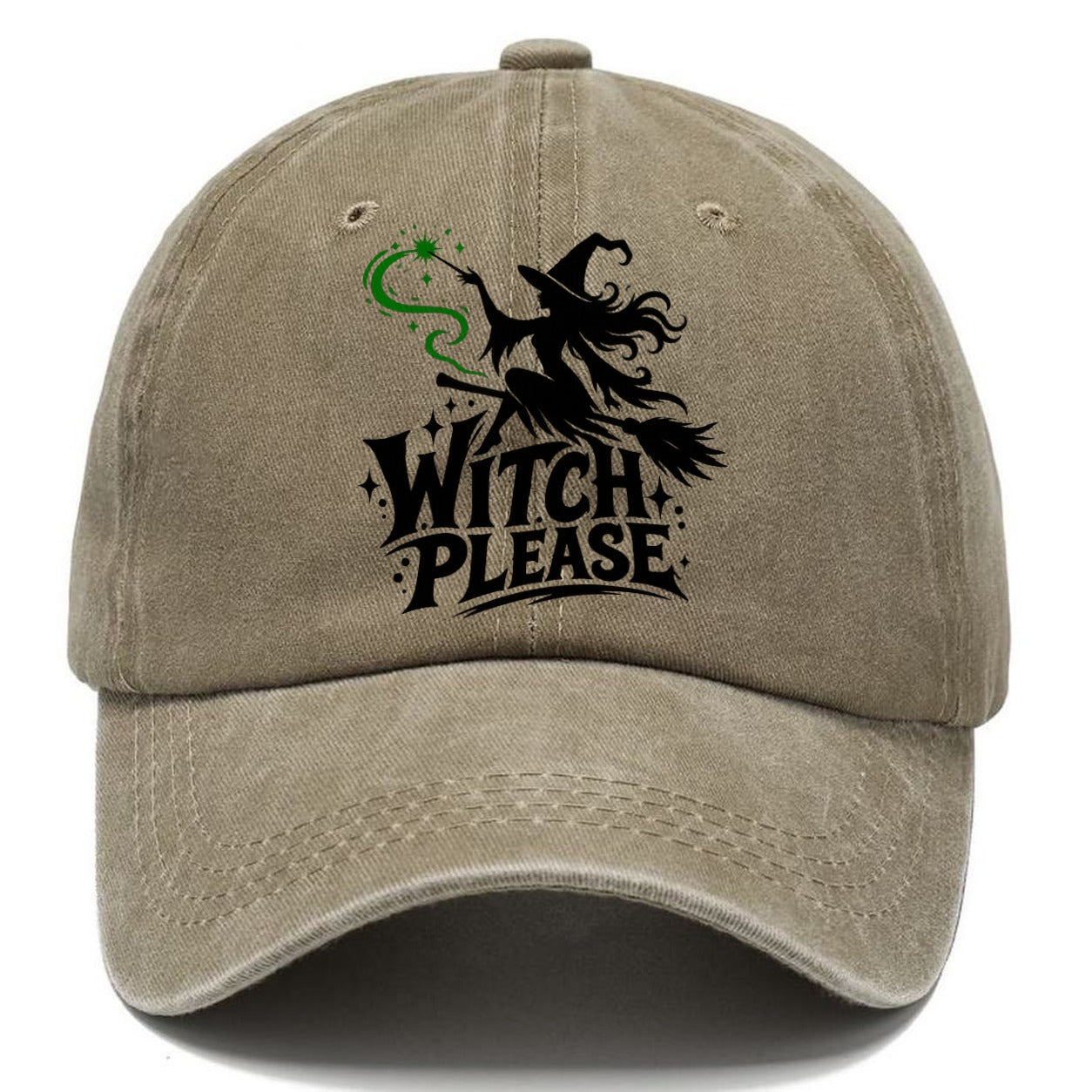 Witch Please Slogan Witch Magic Classic Cap – Warm Sand