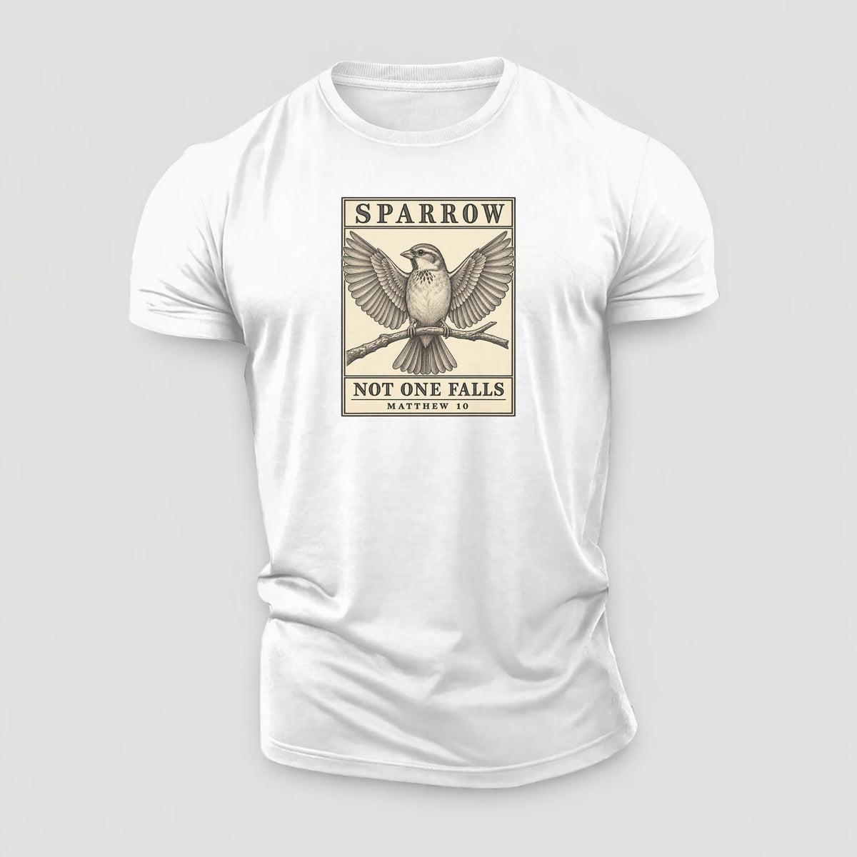 Sparrow Specimen Plate Creature Canticle Cotton T-Shirt – White