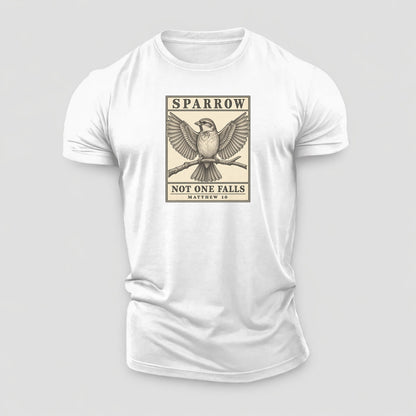 Sparrow Specimen Plate Creature Canticle Cotton T-Shirt – White