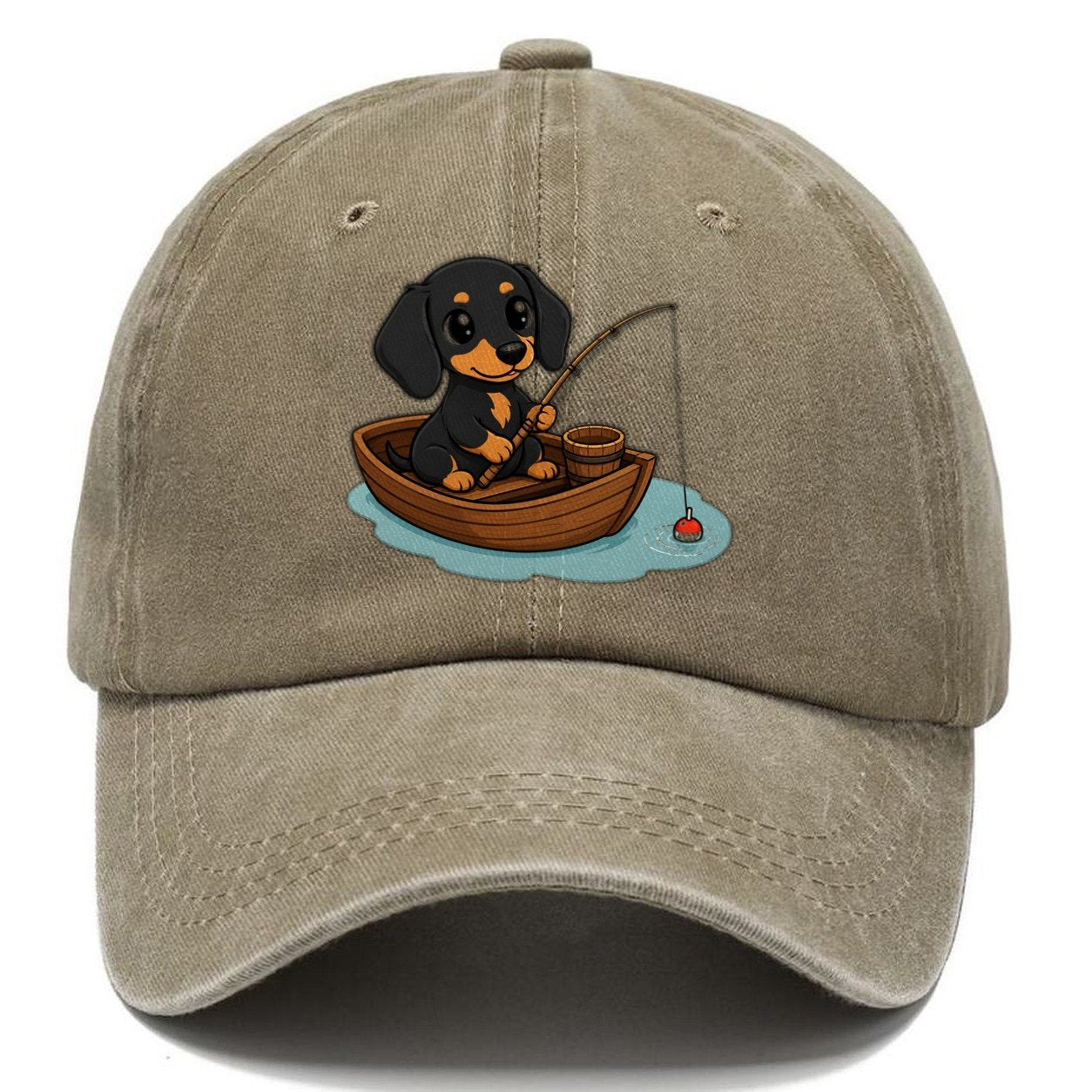 Dachshund Fishing Boat Classic Cap – Warm Sand