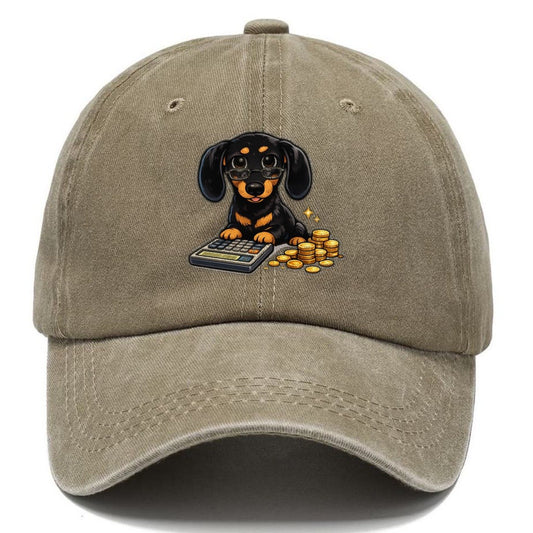 Dachshund Accountant Calculator Classic Cap – Warm Sand