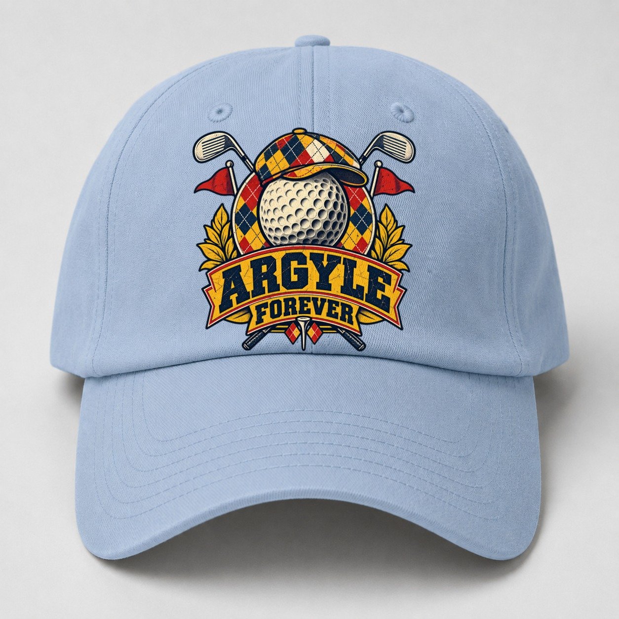 Argyle Forever Golf Life Baseball Cap – Light Blue