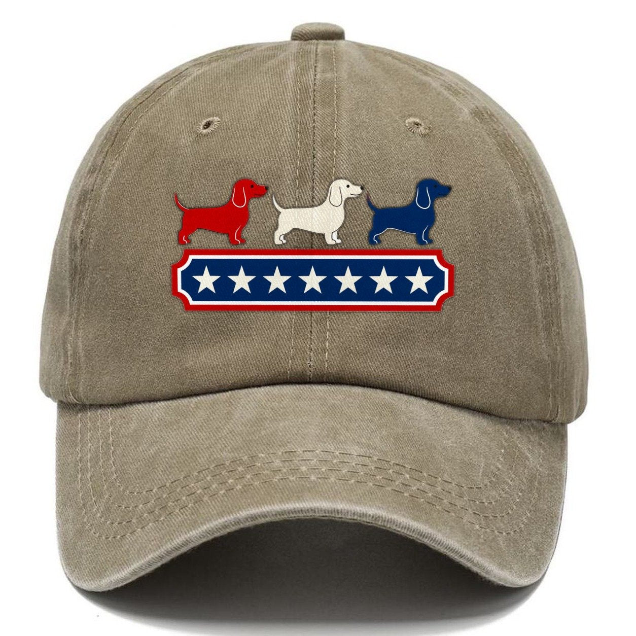 Patriotic Dachshunds Badge Classic Cap – Warm Sand
