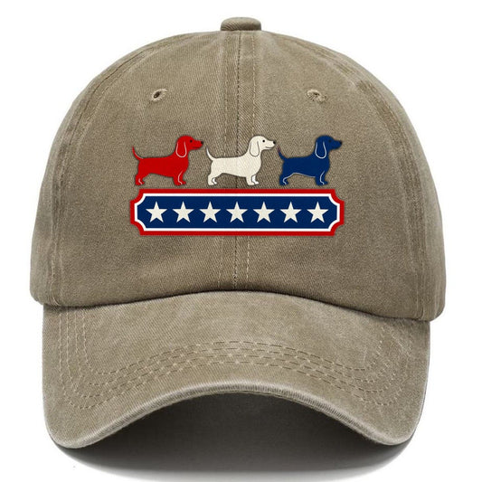 Patriotic Dachshunds Badge Classic Cap – Warm Sand