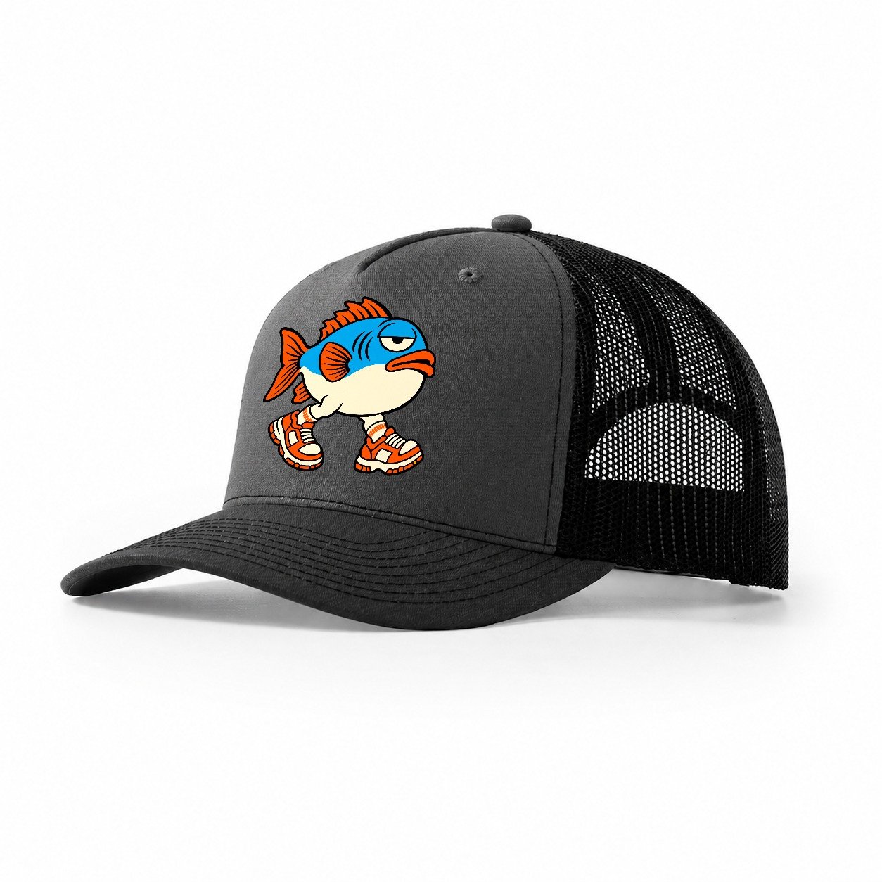 Fish With Legs Crazy Styles Trucker Hat – Dark Grey Black