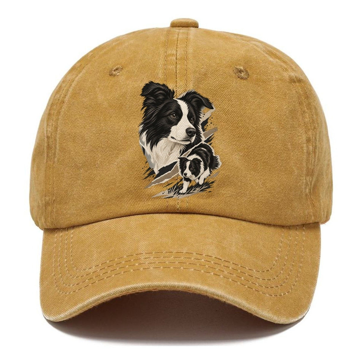 Border Collie Portrait and Pup Classic Cap – Golden Harvest