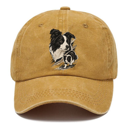 Border Collie Portrait and Pup Classic Cap – Golden Harvest