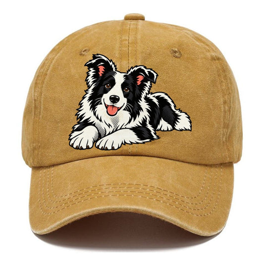 Pop Art Border Collie Lying Down Top Breeds Classic Cap – Golden Harvest