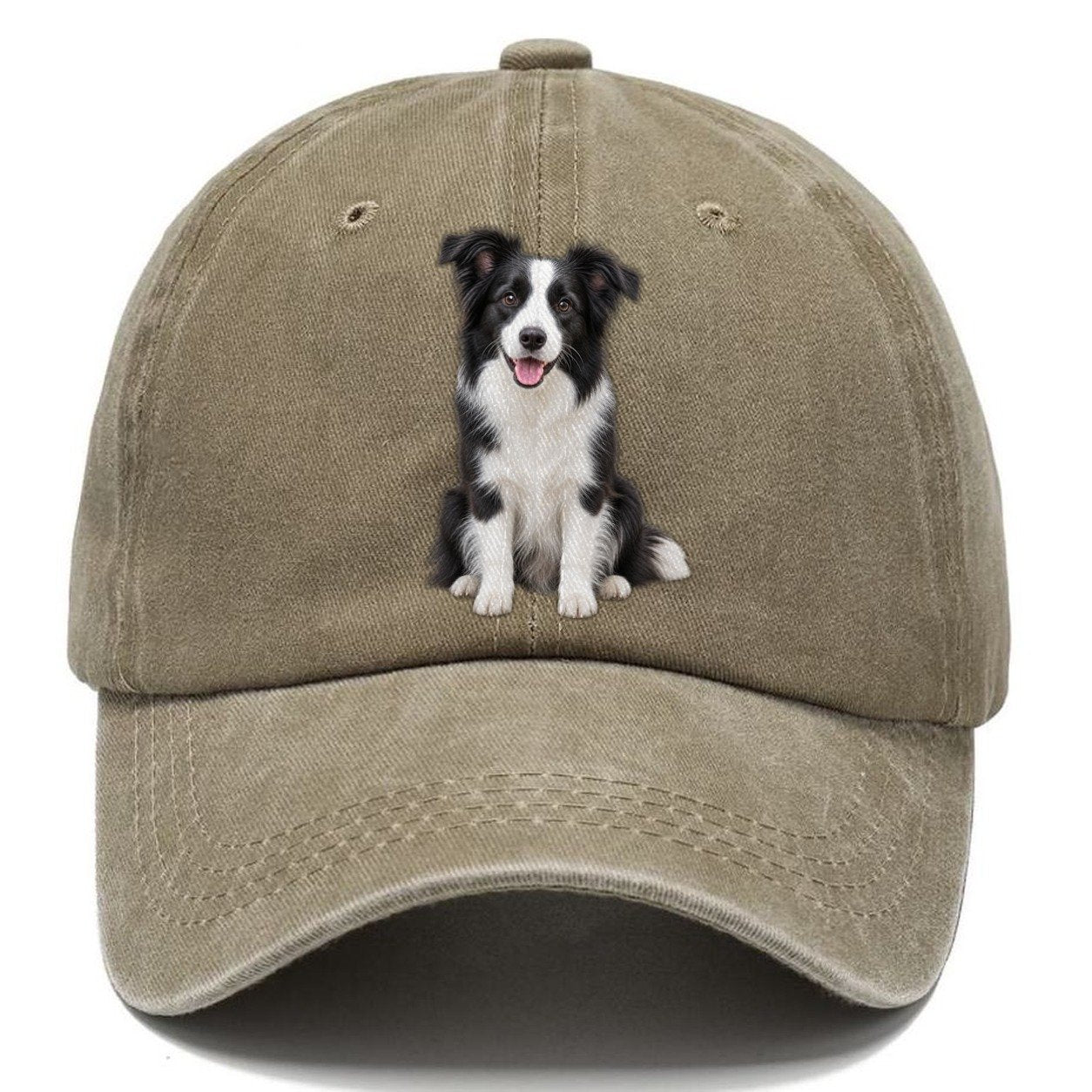 Border Collie Sitting Top Breeds Classic Cap – Warm Sand