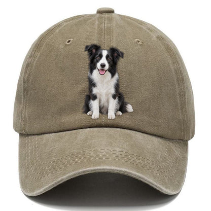 Border Collie Sitting Top Breeds Classic Cap – Warm Sand