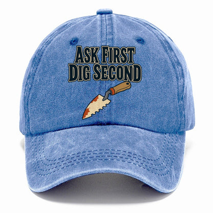 Ask First Dig Second Treasure Hunting Classic Cap – Summer Sky